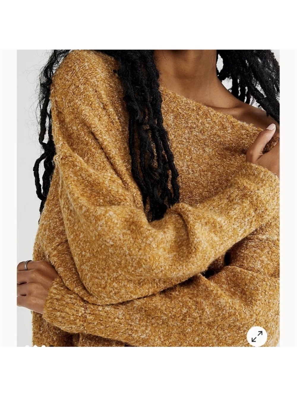 Free People Moria Slouchy Off the Bouclé Off-Shoulder Sweater Large